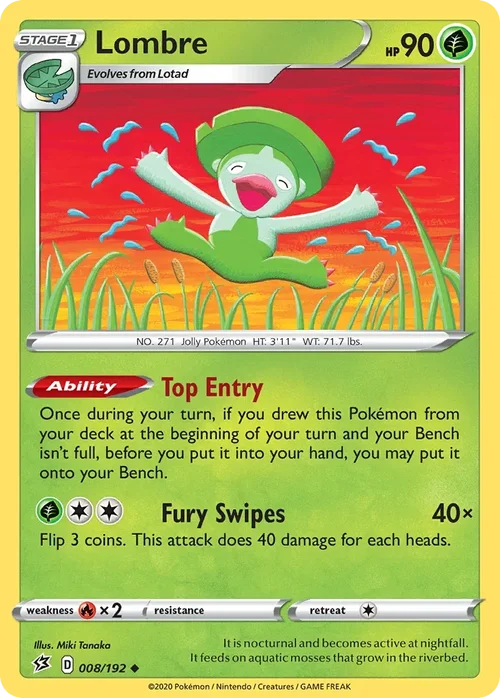 Lombre 8 Pokemon card from Rebel Clash set