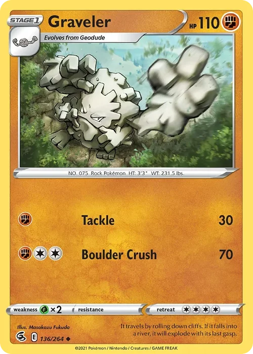 Graveler 136 Pokemon card from Fusion Strike set