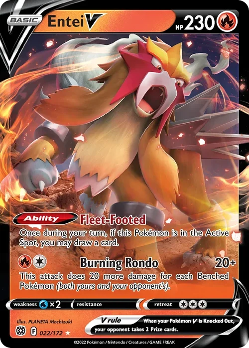 Entei V 022 Pokemon card from Brilliant Stars set