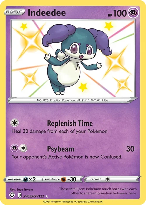 Indeedee SV059 Pokemon card from Shining Fates set