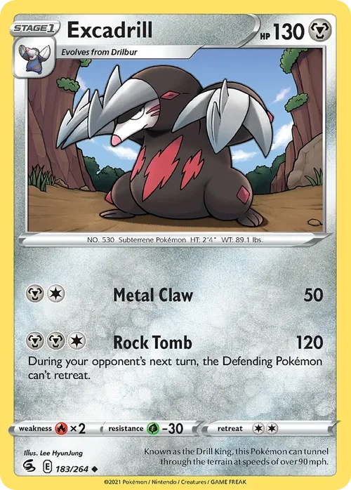Excadrill 183 Pokemon card from Fusion Strike set