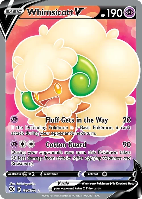 Whimsicott V 160 Pokemon card from Brilliant Stars set