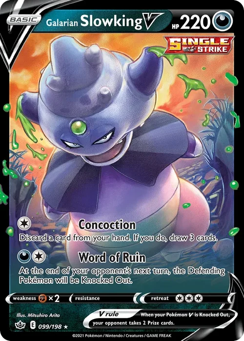 Galarian Slowking V 99 Pokemon card from Chilling Reign set