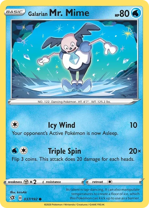Galarian Mr. Mime 37 Pokemon card from Rebel Clash set