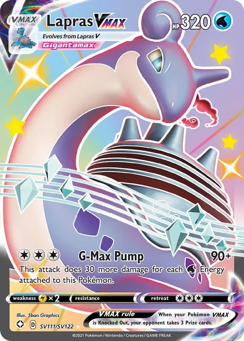 Lapras VMAX SV111 Pokemon card from Shining Fates set
