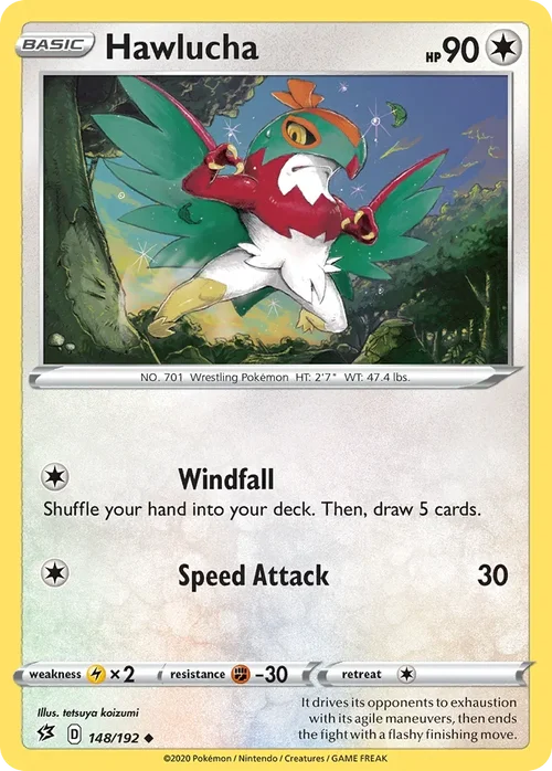 Hawlucha 148 Pokemon card from Rebel Clash set