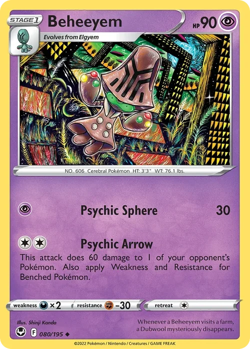 Beheeyem 80 Pokemon card from Silver Tempest set