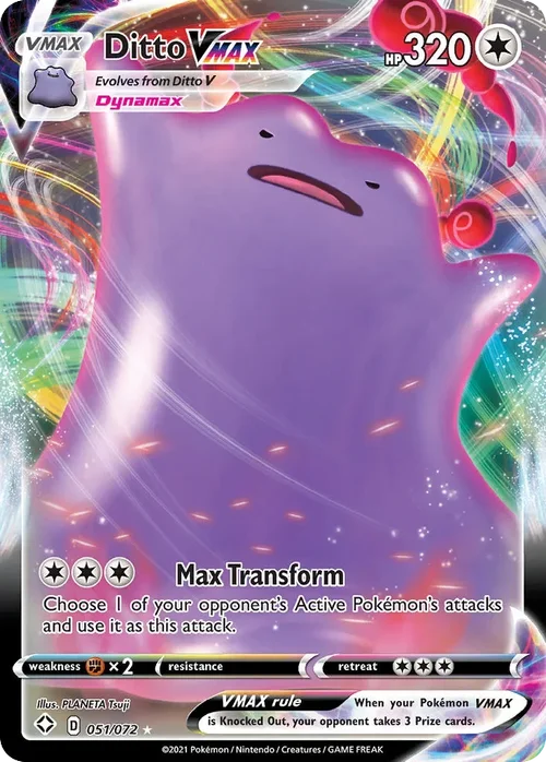 Ditto VMAX 51 Pokemon card from Shining Fates set