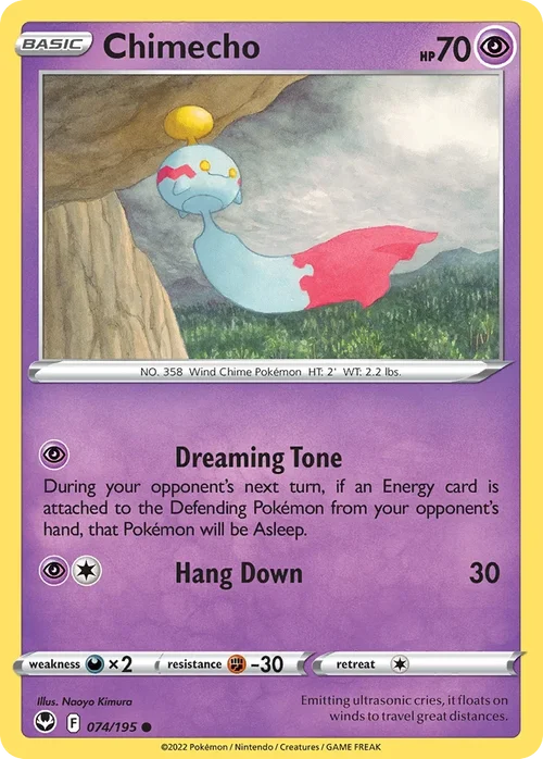 Chimecho 74 Pokemon card from Silver Tempest set