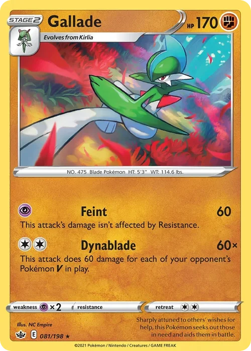 Gallade 81 Pokemon card from Chilling Reign set