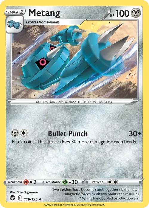 Metang 118 Pokemon card from Silver Tempest set