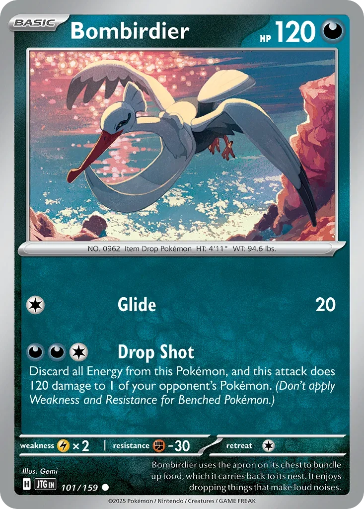 Bombirdier 101 Pokémon card from JTG set
