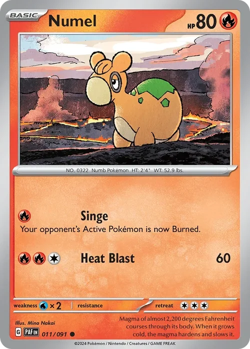 Numel 11 Pokemon card from Paldean Fates set