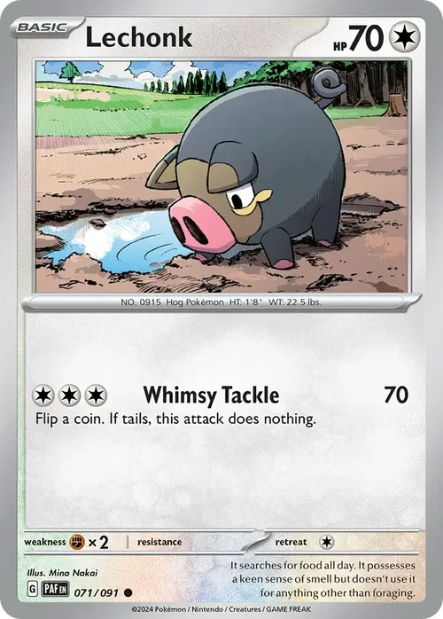 Lechonk 71 Pokemon card from Paldean Fates set