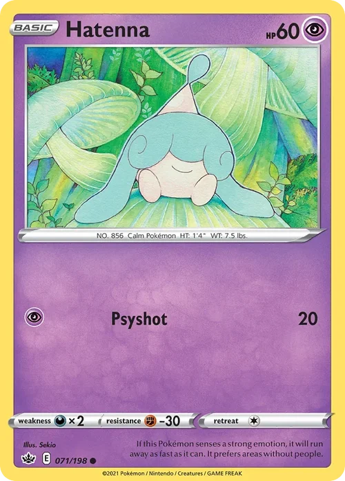 Hatenna 71 Pokemon card from Chilling Reign set