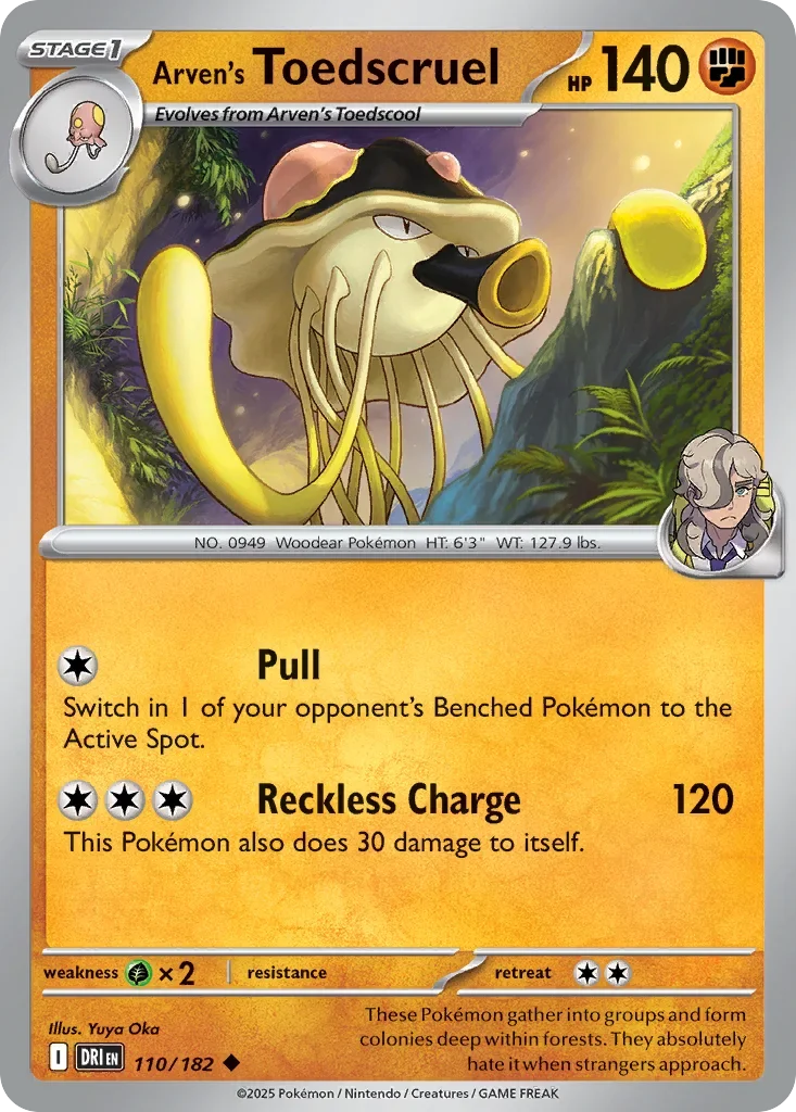 Arven's Toedscruel 110 Pokemon card from Destined Rivals set