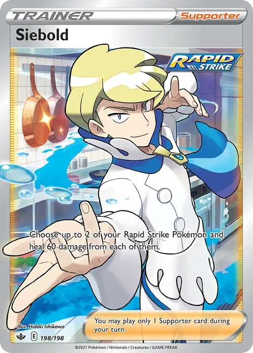 Siebold 198 Pokemon card from Chilling Reign set