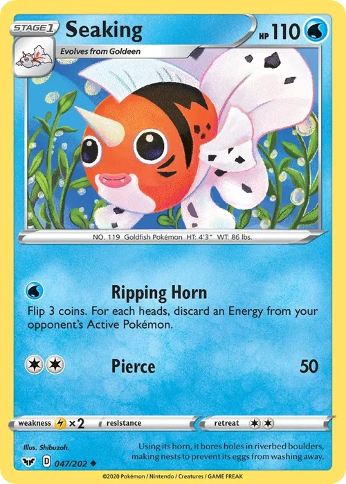 Seaking 47 Pokemon card from Sword & Shield set