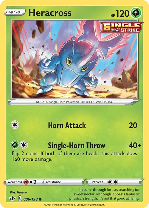 Heracross 6 Pokemon card from Chilling Reign set