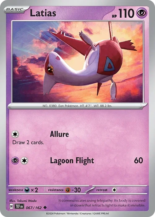 Latias 67 Pokemon card from Temporal Forces set