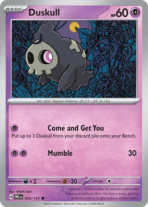 Duskull 35 Pokemon card from Prismatic Evolutions set