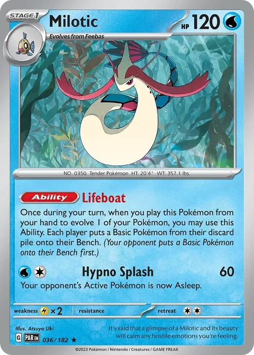 Milotic 36 Pokemon card from Paradox Rift set