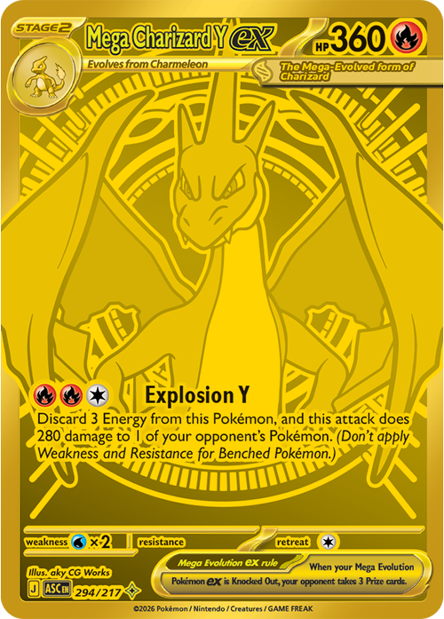 Mega Gold Rare Mega Charizard Y from Ascended Heroes