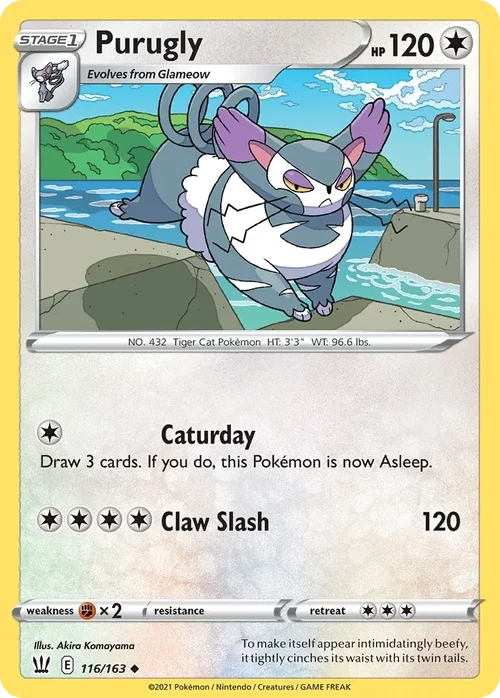 Purugly 116 Pokemon card from Battle Styles set
