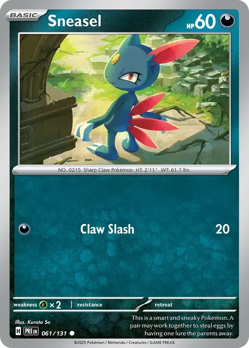 Sneasel 61 Pokemon card from Prismatic Evolutions set