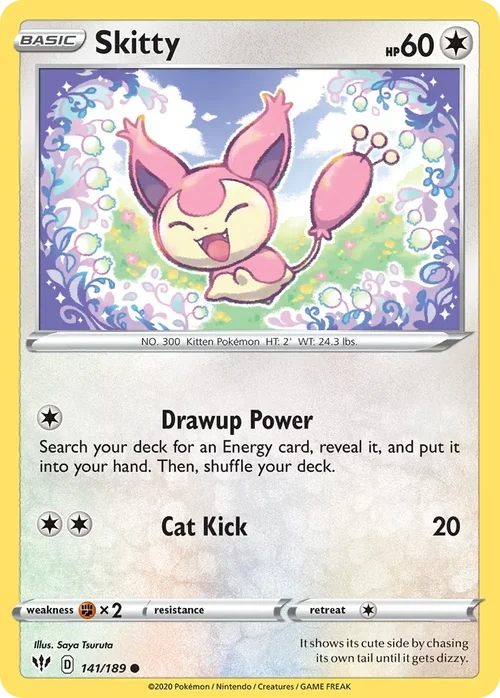 Skitty 141 Pokemon card from Darkness Ablaze set