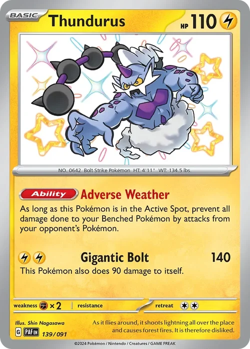 Thundurus 139 Pokemon card from Paldean Fates set