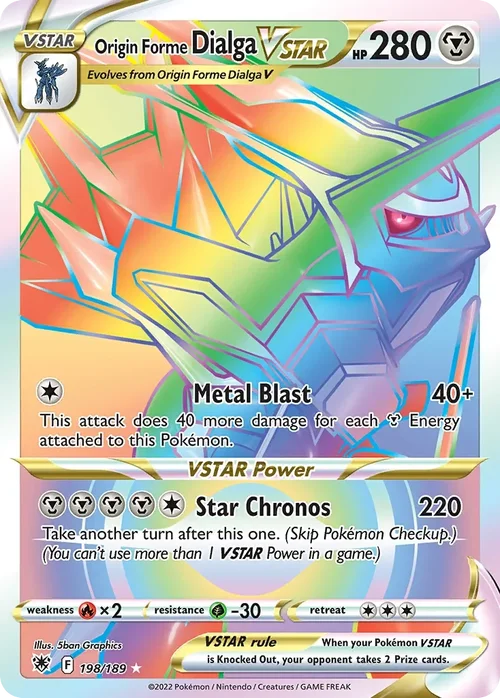 Origin Forme Dialga VSTAR 198 Pokémon card from Astral Radiance set