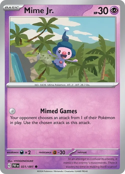 Mime Jr. 31 Pokemon card from Paldean Fates set