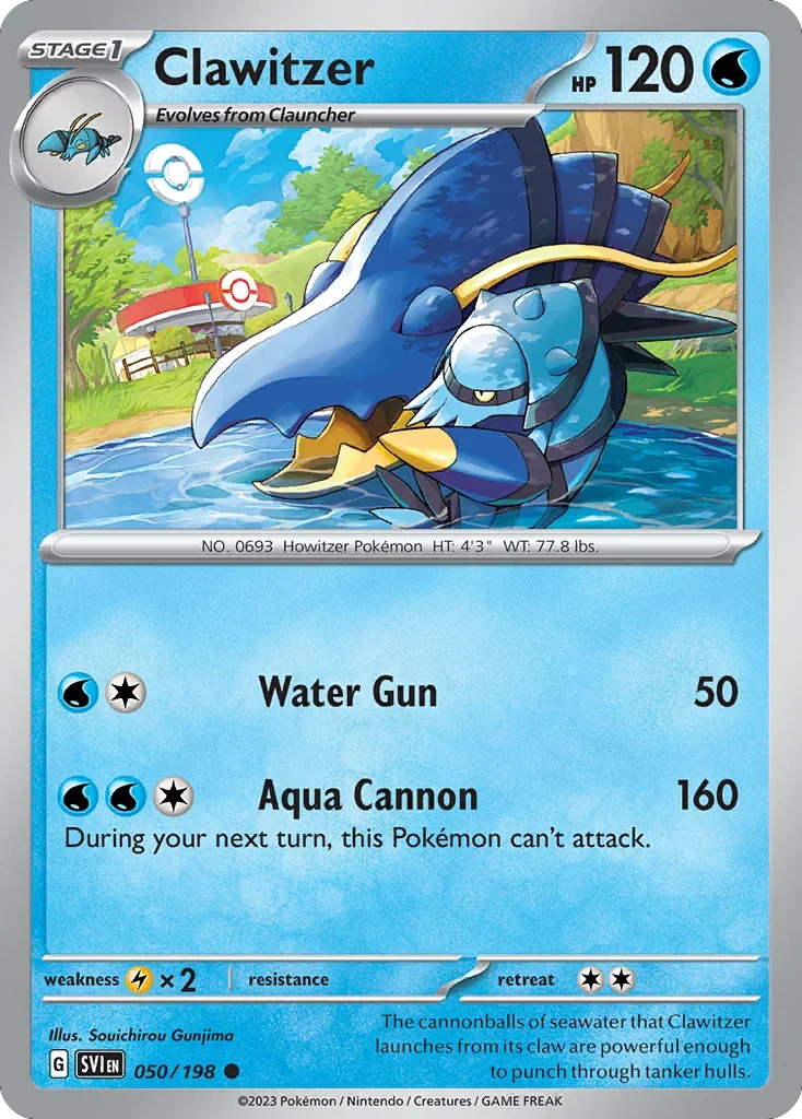 Clawitzer 50 Pokemon card from Scarlet & Violet set