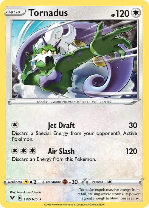 Tornadus 142 Pokemon card from Vivid Voltage set