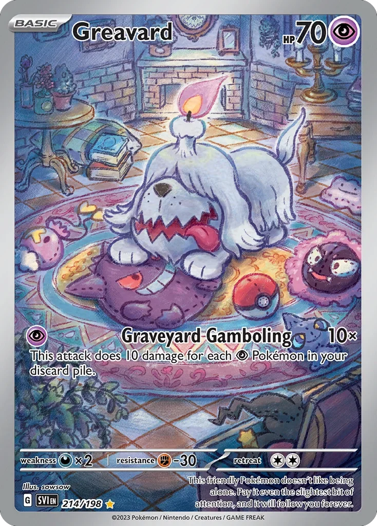 Greavard 214 Pokemon card from Scarlet & Violet set