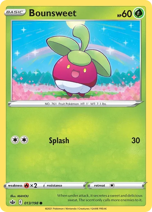 Bounsweet 13 Pokemon card from Chilling Reign set