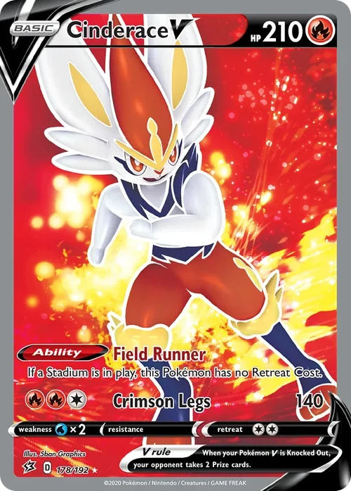 Cinderace V 178 Pokemon card from Rebel Clash set