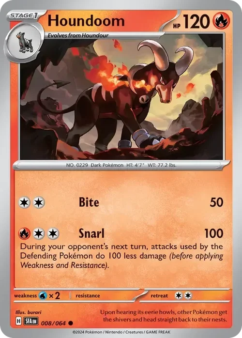 Houndoom 8 Pokemon card from Shrouded Fable set