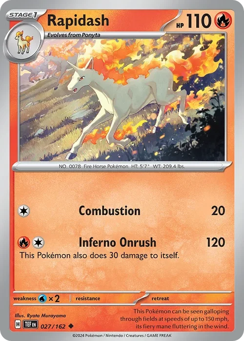 Rapidash 27 Pokemon card from Temporal Forces set