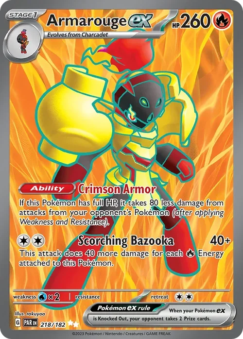 Armarouge ex 218 Pokemon card from Paradox Rift set