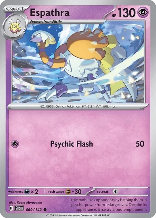 Espathra 69 Pokemon card from Stellar Crown set