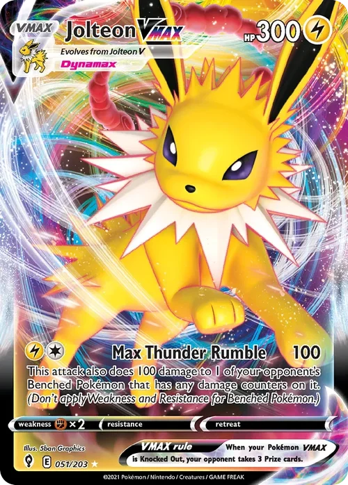 Jolteon VMAX 51 Pokemon card from Evolving Skies set