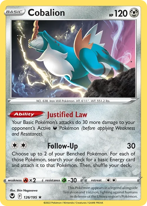 Cobalion 126 Pokemon card from Silver Tempest set