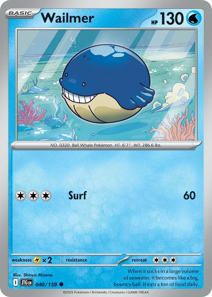 Wailmer 40 Pokémon card from JTG set
