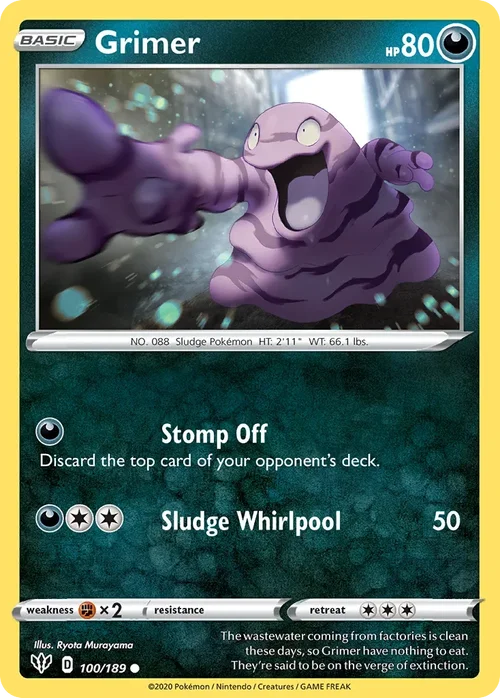 Grimer 100 Pokemon card from Darkness Ablaze set