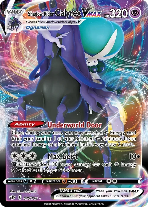 Shadow Rider Calyrex VMAX 75 Pokemon card from Chilling Reign set