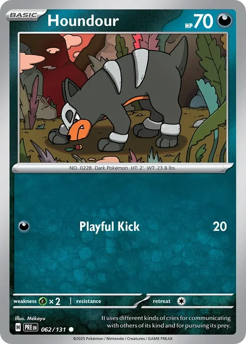 Houndour 62 Pokemon card from Prismatic Evolutions set