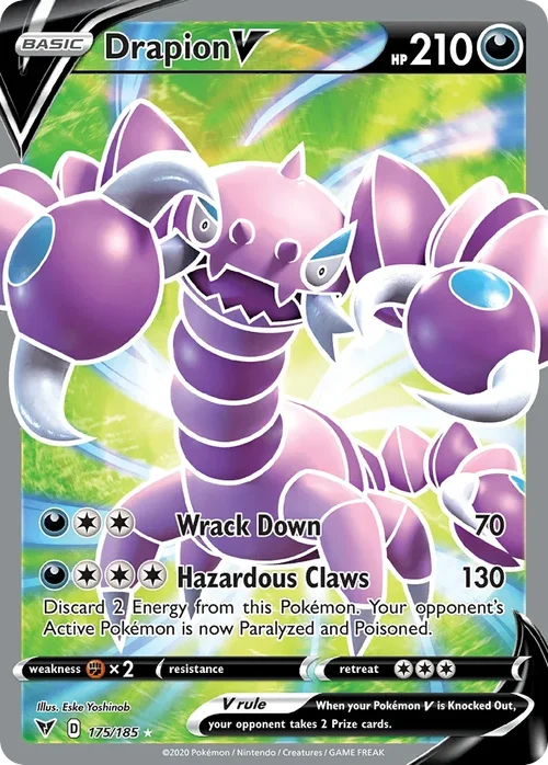 Drapion V 175 Pokemon card from Vivid Voltage set