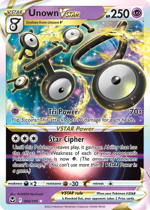 Unown VSTAR 66 Pokemon card from Silver Tempest set